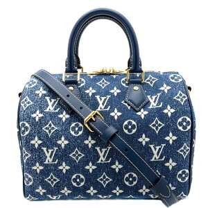 【中古】LOUIS VUITTON（ルイ・ヴィトン）M59609 スピーディバンドリエール25 ハンドバッグ ボストンバッグ ミニボストン モノグラム・ジャガードデニム RFID確認済み 箱付き ストラップ付き【USED-SA】