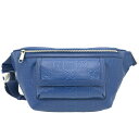 【中古】GUCCI(グッチ)645093 GGエンボスベルトバッグ 青 パンチングレザー ロゴ ジャンボGG クロスボディバッグ ウエストポーチ ボディバッグ ...