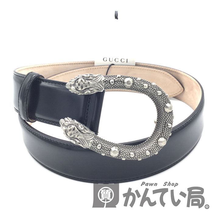 グッチ ベルト（メンズ） GUCCI（グッチ）451155　DT90N　レザーベルト（タイガーヘッドバックル【USED-SA】