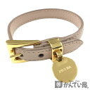 【中古】PRADA（プラダ）レザーブレスレット　サフィアーノレザー　ピンクベージュ【USED-A】