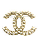 【中古】CHANEL（シャネル）A17 A ココマーク パール ブローチ ゴールド コスチュームジュエリー アクセサリー コスチュームパール【USED-AB】