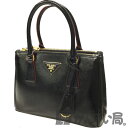 PRADA（プラダ）1BA896 2A06 サフィアーノ ハンドバッグ ショルダーバッグ ブラック レッド スクエア【USED-A】