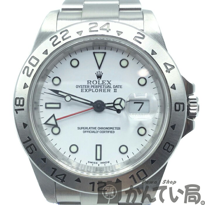 【中古】ROLEX(ロレックス)16570エクスプローラーIIY番2002年頃約40mm白文字盤自動巻き腕時計白ホワイトSSステンレススティールメンズスポーツモデル【USED-SA】