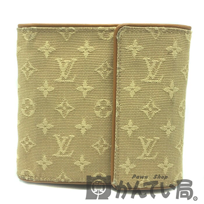 【中古】 LOUIS VUITTON (ルイヴィトン) M92441 モノグラムミニ ポルトビエ カルトクレディ モネ 二つ折り財布 財布 ベージュ ブラウン ゴールド金具 キャンバス レザー レディース 【USED-AB】