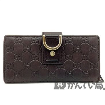 【中古】 GUCCI (グッチ) 154256 グッチシマ アビー 長財布 二つ折り ラウンドファスナー 札入れ 小銭入れ ブラウン ゴールド金具 レザー レディース 【USED-B】