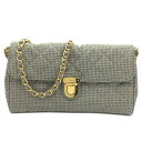 【中古】 PRADA (プラダ) BP0584 チェーンショルダーバッグ 斜め掛け ポシェット ベージュ ゴールド金具 コルダ CORDA キャンバス レディース 【USED-AB】