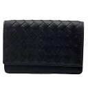 【中古】 BOTTEGA VENETA (ボッテガヴェネタ) イントレチャート カードケース 名刺入れ カード入れ ブラック シルバー金具 レザー 編み込み メンズ レディース シンプル 【USED-B】