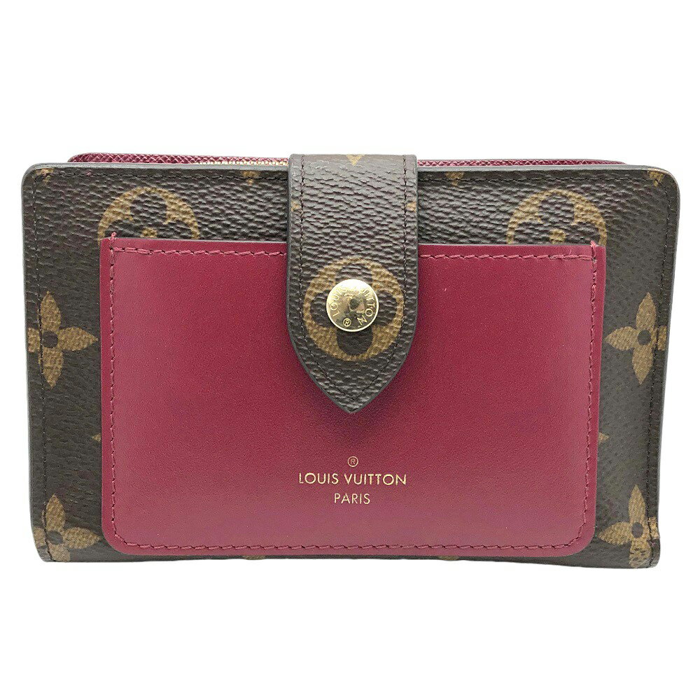 【中古】 LOUIS VUITTON (ルイヴィトン) M69433 ポルトフォイユ ジュリエット モノグラム 二つ折り財布 ブラウン フューシャ ピンク ゴールド金具 キャンバスレザー 札入れ 小銭入れ カード入れ レディース 【USED-AB】