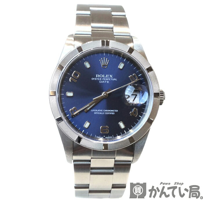 【中古】 ROLEX （ロレックス） 15210 オイスターパーペチュアルデイト 自動巻き ネイビー 腕時計 SS 【USED-SA】