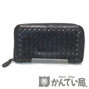 【中古】 BOTTEGA VENETA(ボッテガヴェネタ) 388247 長財布 ラウンドファスナー 小銭入れ 札入れ カードケース 財布 ブラック 【USED-B】