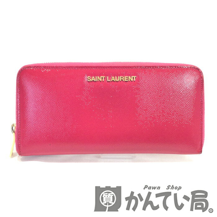 【中古】 SAINT LAURENT (サンローラン) 340841 BWF1J5514 長財布 ラウンドファスナー 小銭入れ 札入れ カードケース ピンク 【USED-A】