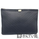 CHANEL(シャネル) Vステッチ クラッチバッグ ラムスキン ブラック G金具 24番台 2017年以降 セカンドバッグ レディース【USED-A】