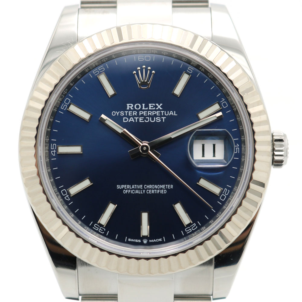 【中古】ROLEX（ロレックス）　126334　オイスターパーペチュアル　デイトジャスト41　ブライトブルー文字盤　2022年　新ギャラ　ランダム　メンズ　腕時計【USED-SA】