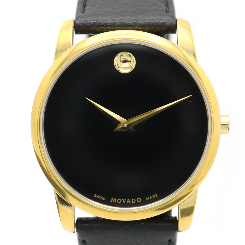 【中古】MOVADO（モバード） M0607014.8303L ミュージアム クラシック ブラック文字盤 QZ レザーベルト 腕時計【USED-AB】