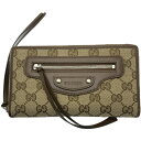 GUCCI×BALENCIAGA（グッチ×バレンシアガ）　681710　ザ　ハッカープロジェクト　ネオ　クラシック　ジップラウンドウォレット　GGキャンバス　ラウンドファスナー　長財布　メンズ　レディース