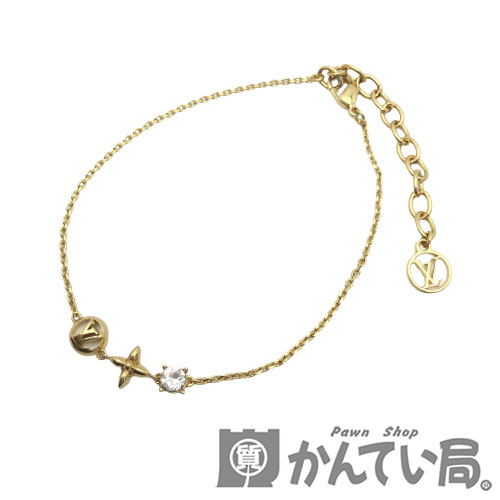 【中古】LOUISVUITTON（ルイ・ヴィトン）M00374ブラスレ・プティルイブレスレットゴールド真鍮ストラスレディースフラワーLVサークル【USED-SA】