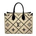 【中古】LOUIS VUITTON(ルイ・ヴィトン)M46016 オンザゴーMM モノグラム・アンプラント トート 2way ショルダー クレーム×ブラック ゴ...