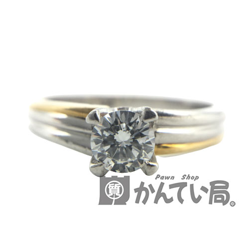【中古】K18/Pt900コンビダイヤモンドピンキーリング0.07ct【USED-AB】