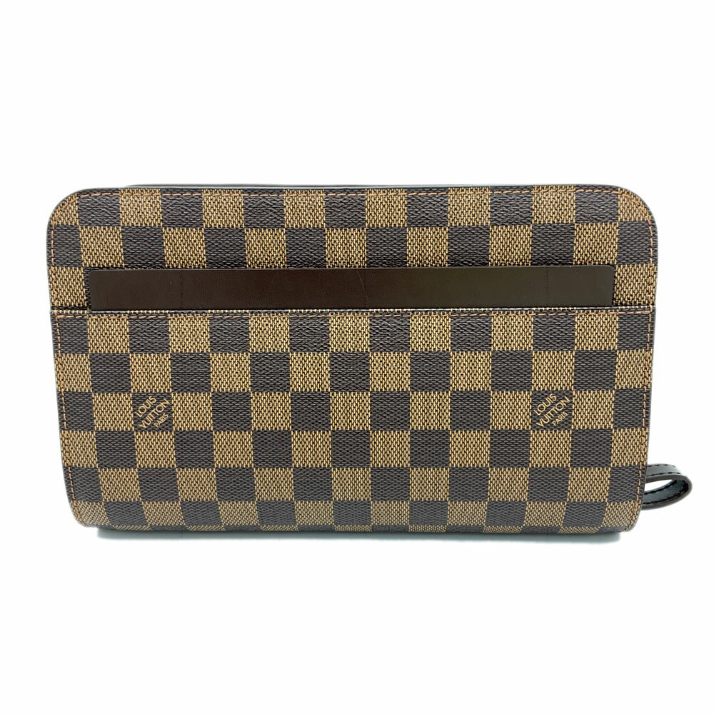 【中古】 LOUIS VUITTON (ルイヴィトン) N51993 ダミエ サンルイ セカンドバッグ クラッチバッグ ダミエ キャンバス レザー ブラウン 金具ゴールド 持ち手出し入れ可能【USED-A】