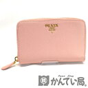 【中古】 PRADA (プラダ) 1ML001 財布 ラウンドファスナー お札入れ カードケース ピンク レザー 【USED-BC】