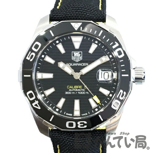 TAGHeuer（タグホイヤー）アクアレーサーWAY211A.FC6362自動巻き黒セラミックイエローナイロンベルトバックルメンズ腕時計【USED-AB】