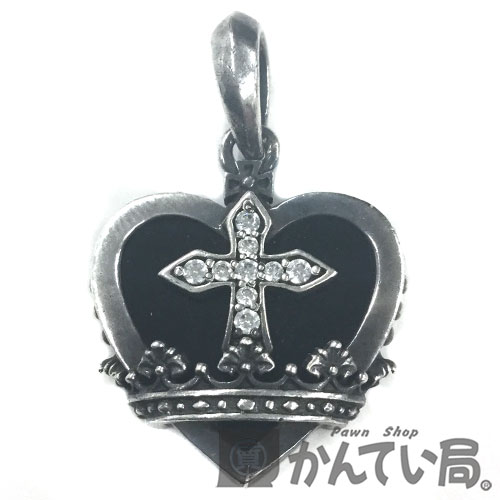 JustinDavis（ジャスティンデイビス）SPJ486　BLACK　HEART　ペンダントトップ　ネックレス　sirver925　オニキス　ジルコニア　ハート　クロス　メンズ　レディース　アクセサリー【USED-A】のサムネイル