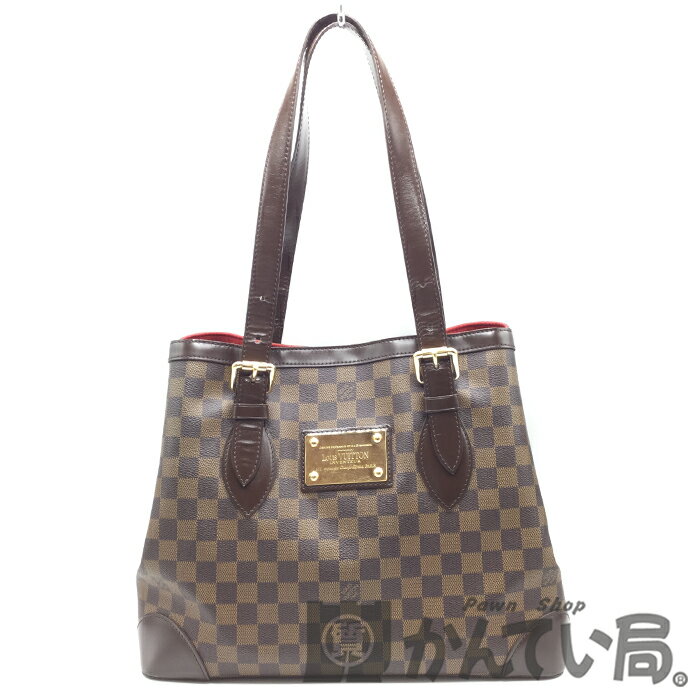 【中古】LOUIS VUITTON (ルイヴィトン) N51204 ダミエ ハムステッドMM トートバッグ ハンドバッグ ショルダバッグ レディース ブラウン ゴールド金具 キャンバス レザー【USED-B】