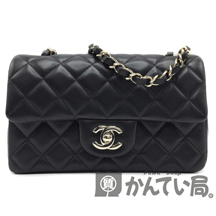 【中古】CHANEL（シャネル)推定：A69900マトラッセチェーンショルダーミニフラップバッグ30番台ブラックゴールド金具ミニマトラッセラムスキン【USED-SA】