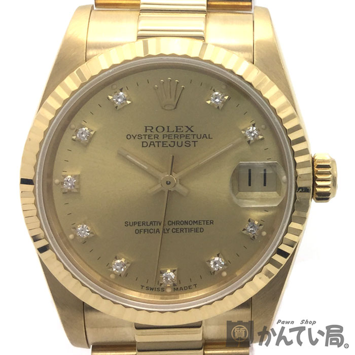 ROLEX（ロレックス）　68278G　デイトジャスト　ボーイズ　10Pダイヤ　R番　1988年頃　旧ダイヤ　金無垢　メンズ　レディース　腕時計【USED-SA】【中古】