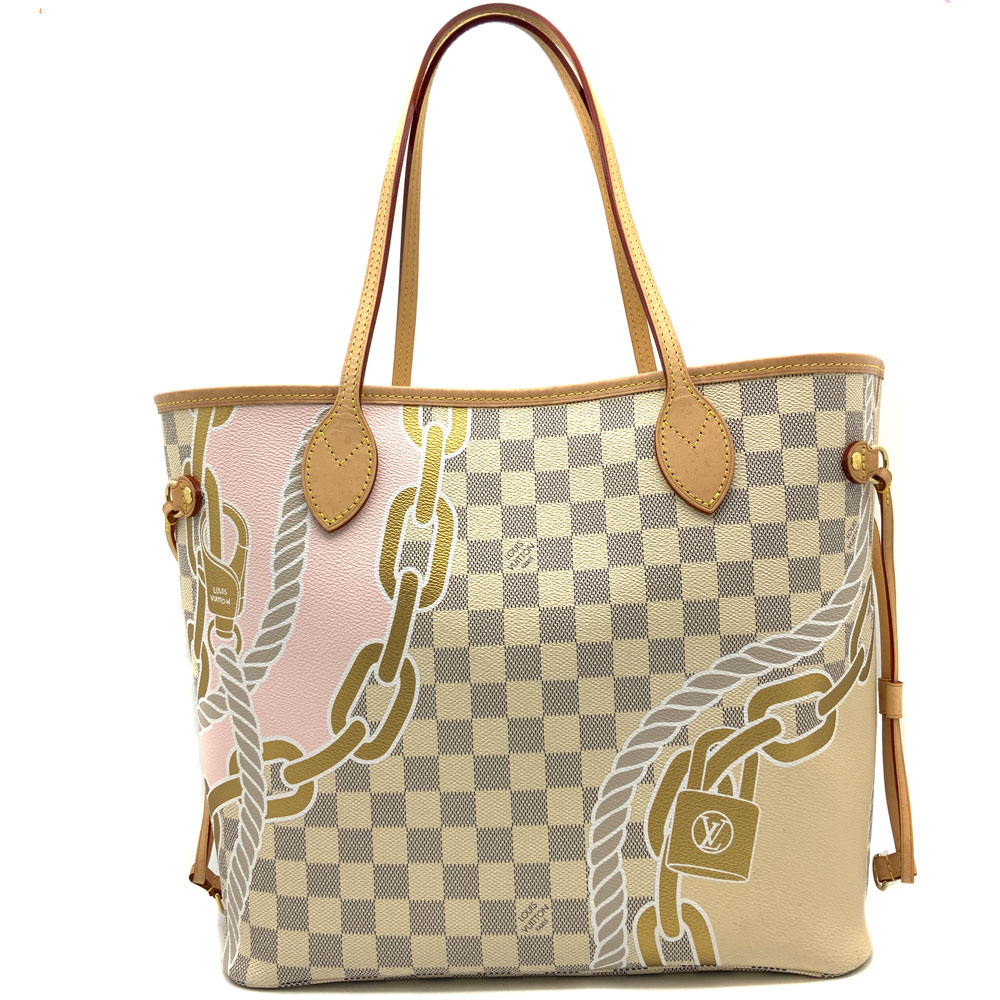 【中古】LOUIS VUITTON（ルイ・ヴィトン）N40471 ネヴァーフルMM ノーティカル ダミエ・アズール トートバッグ ホワイト グレー マルチ レディース ゴールド金具【USED-A】のサムネイル