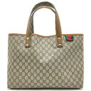 【中古】GUCCI（グッチ） 211134 シェリーライン GGスプリーム トートバッグ レディース ブラウン ベージュ GGプラス PVCキャンバス ポリウレタン加工 レザー【USED-A】