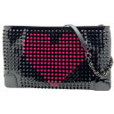 【中古】Christian Louboutin(クリスチャンルブタン)1155029 チェーンショルダー ハート エナメル レディース ルビポッシュ クラッチ バレンタイン スパイク LOUBIPOSH CLUTCH VALENTINES PATENT【USED-A】(4)