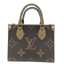 【中古】LOUIS VUITTON(ルイ・ヴィトン)M46839 オンザゴーBB モノグラム・リバース トートバッグ ショルダーバッグ ゴールド金具 ブラウン ...
