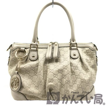 【中古】 GUCCI (グッチ) 247902 グッチシマ スーキー ハンドバッグ 肩掛け レディース レザー ベージュ ショルダーストラップ無し 【USED-AB】