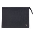 【中古】LOUIS VUITTON（ルイ ヴィトン）M30450 ポシェット ヴォワヤージュ タイガ クラッチバッグ ブラック ノワール シルバー金具 メンズ レディース【USED-A】