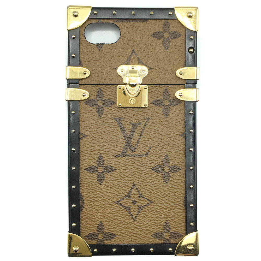 【中古】LOUIS VUITTON (ルイヴィトン) モノグラムリバース アイトランク M64484 iPhone7 ケース ブラウン スマホケース アイフォンケース メンズ レディース【USED-B】