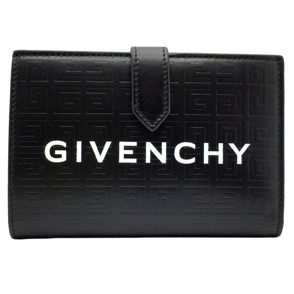 【中古】GIVENCHY（ジバンシィ）BB60K8B1J5 Gカット ウォレット 二つ折り財布 コンパクト財布 カーフレザー ブラック メンズ レディース【USED-AB】