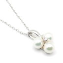 【中古】 MIKIMOTO（ミキモト） K18WG パール ネックレス PP-1163BU 約5mm玉 ダイヤモンド シルバー 真珠 フラワー 花 可愛い 3.4g ホワイトゴールド 金 40cm 【USED-AB】