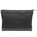【中古】BALENCIAGA(バレンシアガ)373834 ネイビークリップM クラッチバッグ 革 ブラック系 セカンドバッグ【USED-A】
