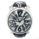 【中古】GaGaMILANO （ガガミラノ）5020 マヌアーレ40 ステンレススチール 革ベルト クォーツ ホワイトシェル文字盤 レディース【USED-AB】