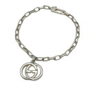 【中古】GUCCI(グッチ)インターロッキングG ブレスレット シルバー 925 ダブルG 17cm表記 GGモチーフ ユニセックス【USED-B】