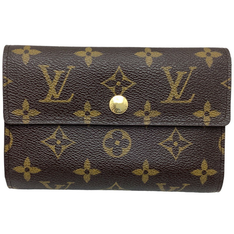 【中古】LOUIS VUITTON（ルイヴィトン） M60047 ポルトフォイユ アレクサンドラ 二つ折り財布 かぶせ蓋 モノグラム キャンバス ブラウン ゴールド金具 メンズ レディース【USED-AB】