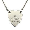 【中古】GUCCI(グッチ)ロゴプレートハートネックレス 925 シルバー アズキチェーン レディース 約7.8g 約48cm【USED-AB】