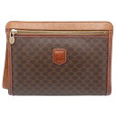 【中古】 CELINE (セリーヌ) マカダム柄 M94 セカンドバッグ クラッチ ブラウン ポーチ レザー ゴールド金具 総柄 メンズ レディース 【USED-B】(4)