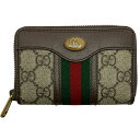 【中古】GUCCI（グッチ） オフディア コインケース オフィディア GGスプリームキャンバス GGロゴ グリーン×レッド ブラウン ベージュ ウェブストライプ メンズ レディス 小銭入れ 財布　ラウンドファスナー ゴールド金具 【USED-A】