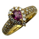 【中古】K18ルビーダイヤリング 0.57ct D0.51ct 約12号 約3.9g 紅玉 7月の誕生石 ルビー婚 還暦 レディース 【USED-A】