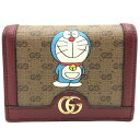 【中古】 GUCCI (グッチ) 647788 DORAEMON×GUCCI 二つ折り財布 ドラえもん コラボ ミニGGスプリーム ベージュ レッド カードケース ミニ財布 コンパクトウォレット ドラエモン レディース メンズ 【USED-AB】