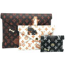 【中古】LOUIS VUITTON（ルイヴィトン） M63885 キャットグラム ポシェット キリガミ ポーチ クラッチバッグ モノグラム レザー マルチカラー ブラウン ホワイト ブラック こげ茶 白 黒 ネコ イヌ レディース【USED-AB】