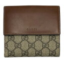 【中古】 GUCCI (グッチ) 410104 GGスプリーム Wホック 二つ折り財布 PVC レザー ベージュ ブラウン 茶 【USED-B】