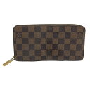 【中古】LOUIS VUITTON(ルイ・ヴィトン)N41661 ジッピーウォレット 長財布 ラウンドファスナー ダミエ・エベヌ ファスナー開閉式 ブラウン レディース メンズ【USED-B】(4)